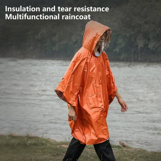Adults Emergency Wet Weather Reusable Waterproof Hooded Rain Hiking Poncho